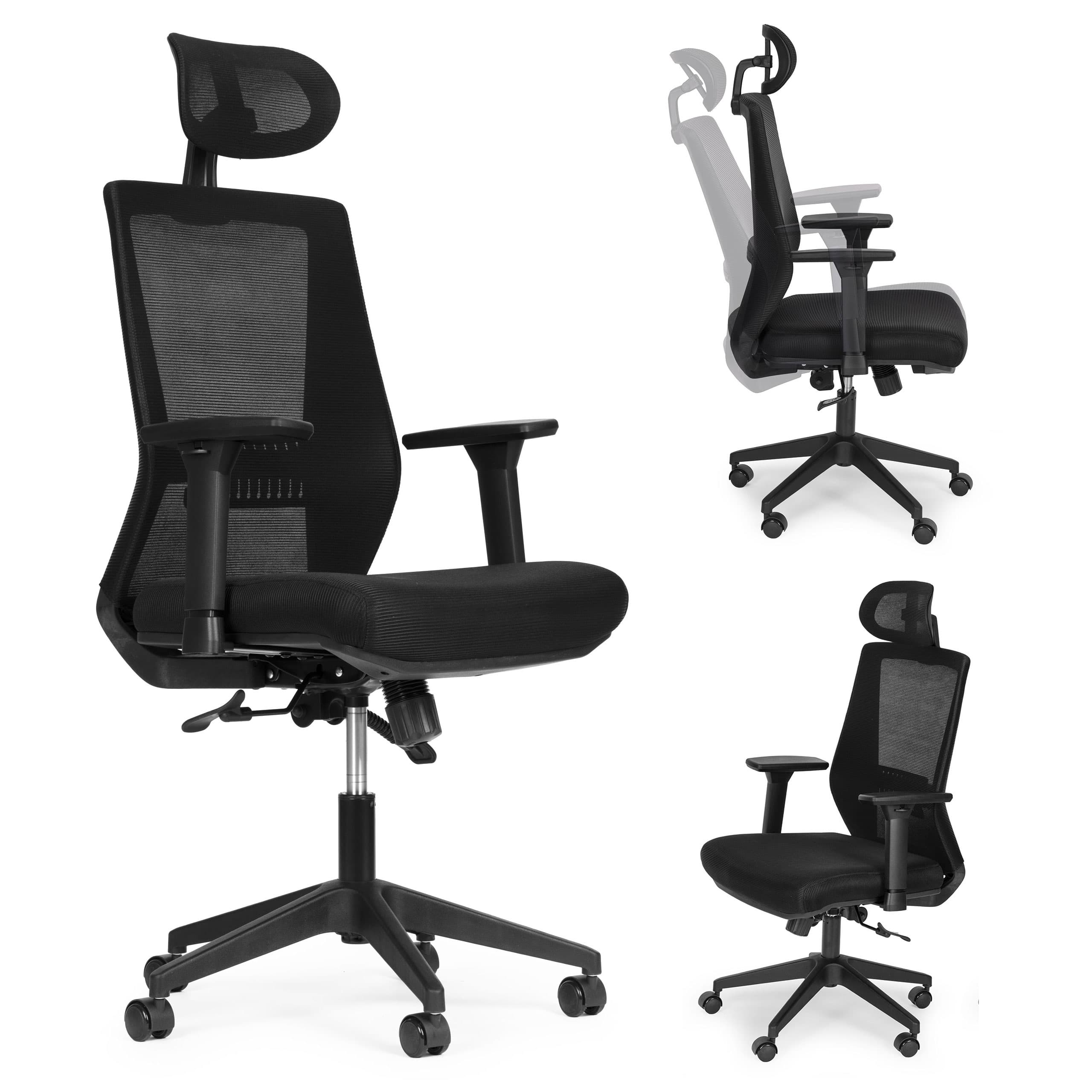 Fotel biurowy obrotowy ergonomiczny regulacja wysokości czarny ModernHome