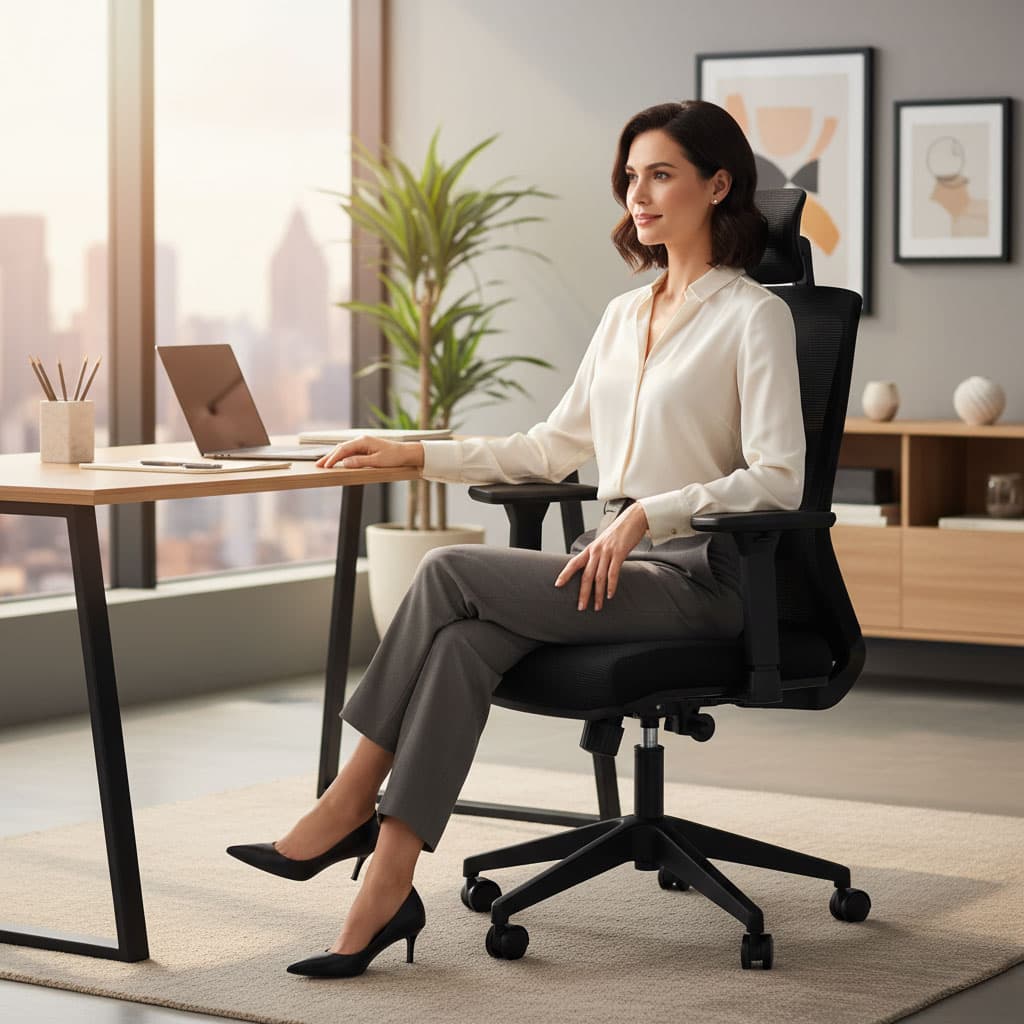 Fotel biurowy obrotowy ergonomiczny regulacja wysokości czarny ModernHome