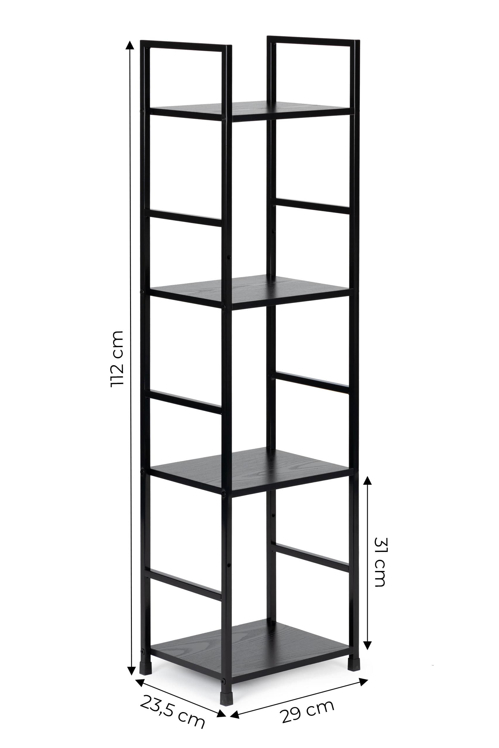 Regał drewniany nowoczesny metalowa rama LOFT 4 półki czarny ModernHome