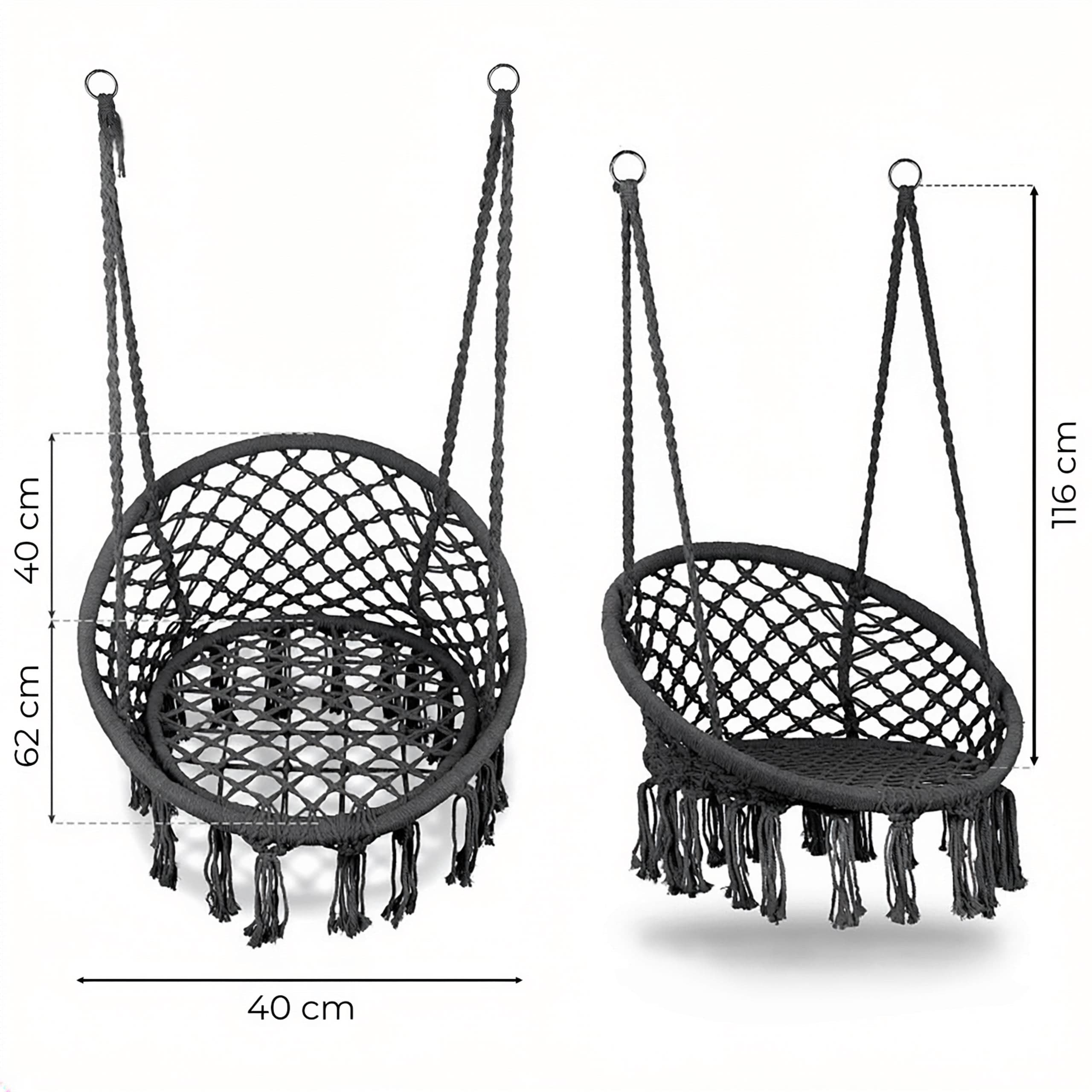 Fotel wiszący boho huśtawka ogrodowa bocianie gniazdo szary MultiGarden