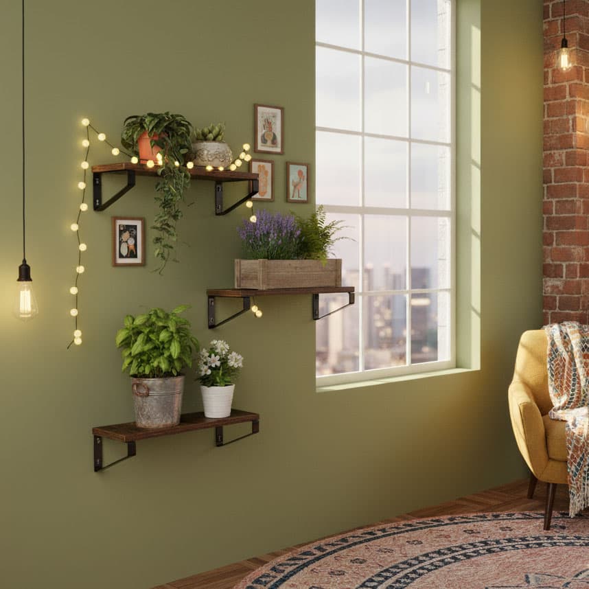 Kwietnik ścienny 3 półki wiszące na kwiaty ozdoby loft ModernHome