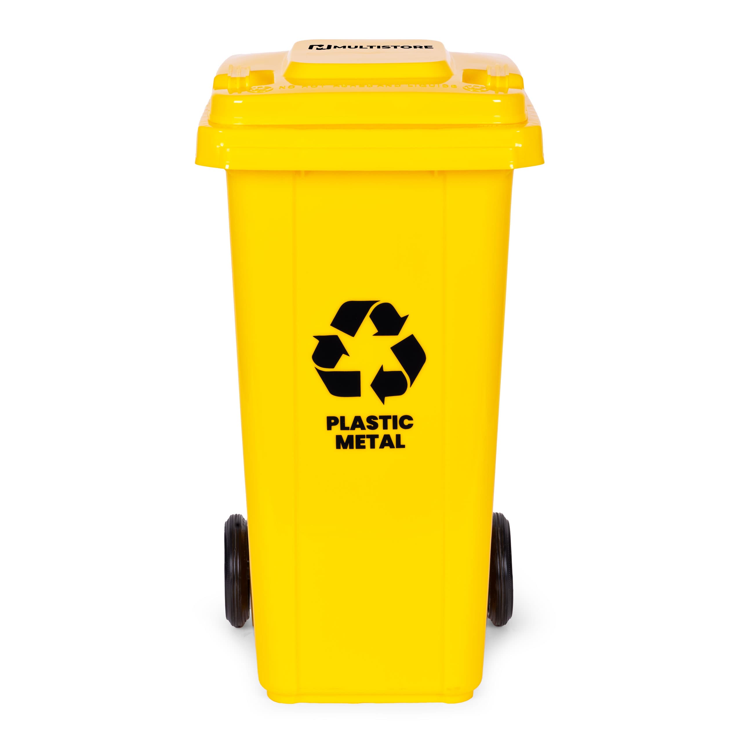 Kosz na smieci 240L duży kubeł śmietnik gumowe koła - żółty plastik