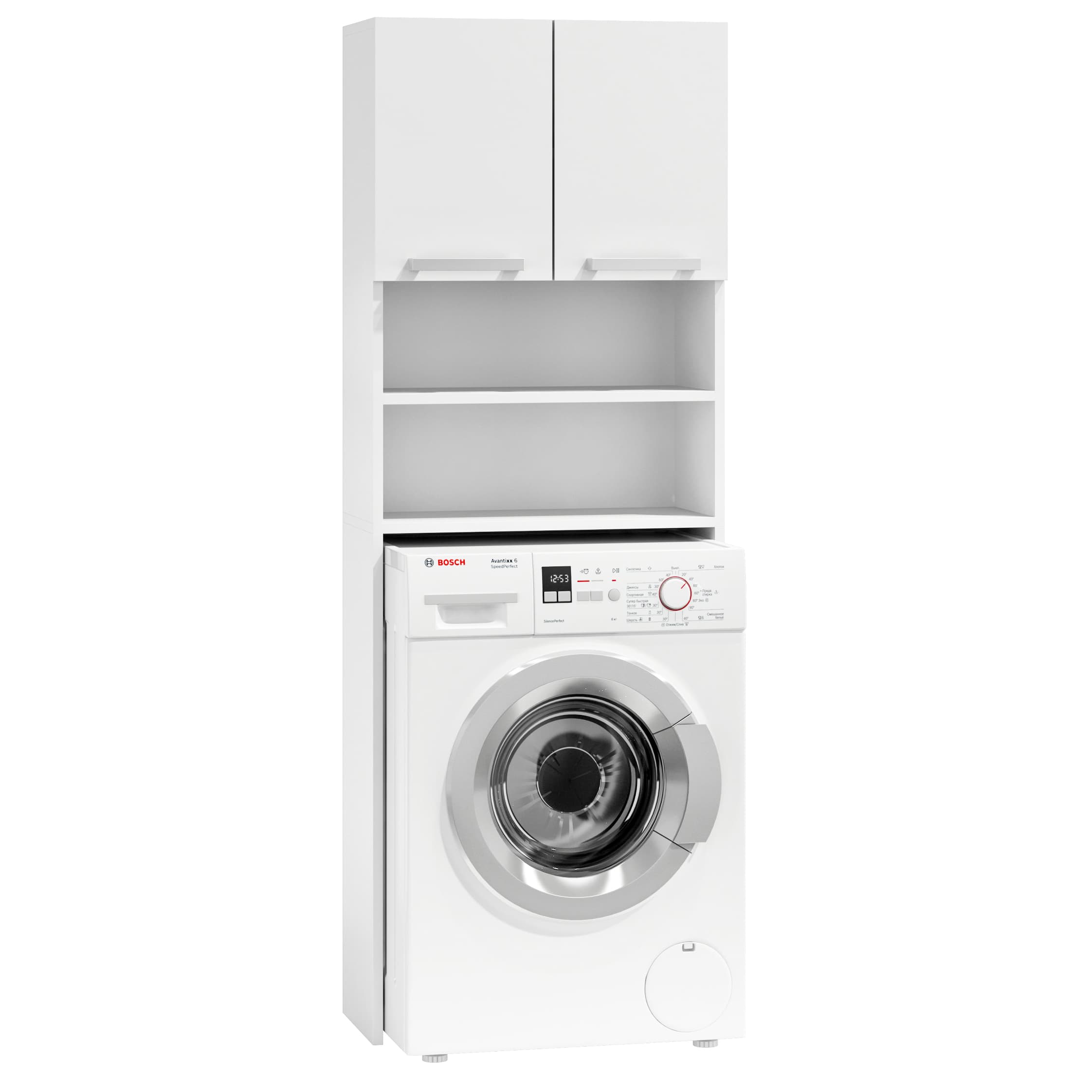 Szafka na pralkę łazienkowa biała szafka z półkami 183 cm ModernHome