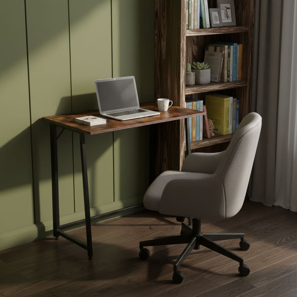 Biurko komputerowe składane 80x45 cm stolik pod laptopa loft postarzany orzech ModernHome