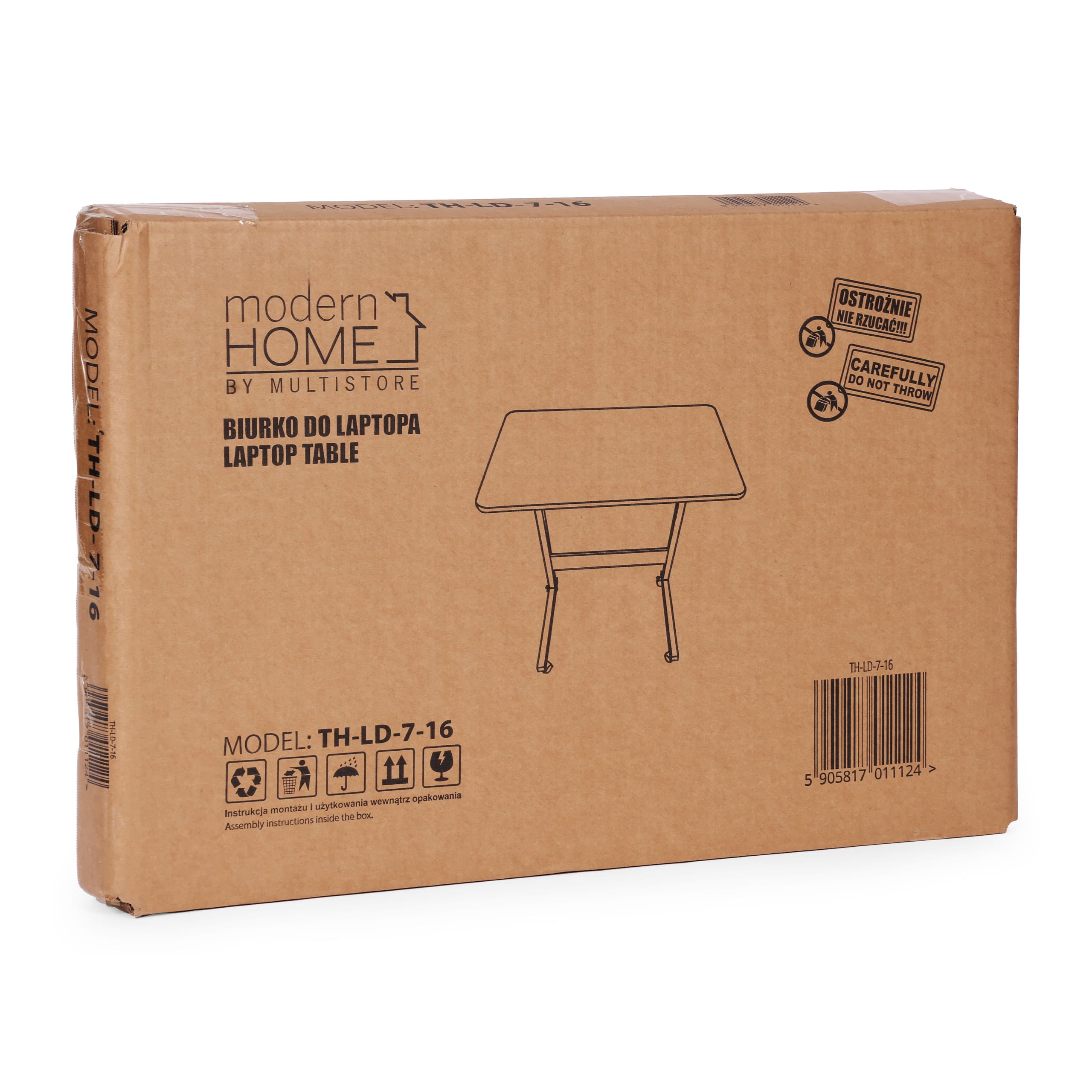 Mobilny stolik pod laptopa biurko dostawiane do fotela postarzany orzech ModernHome