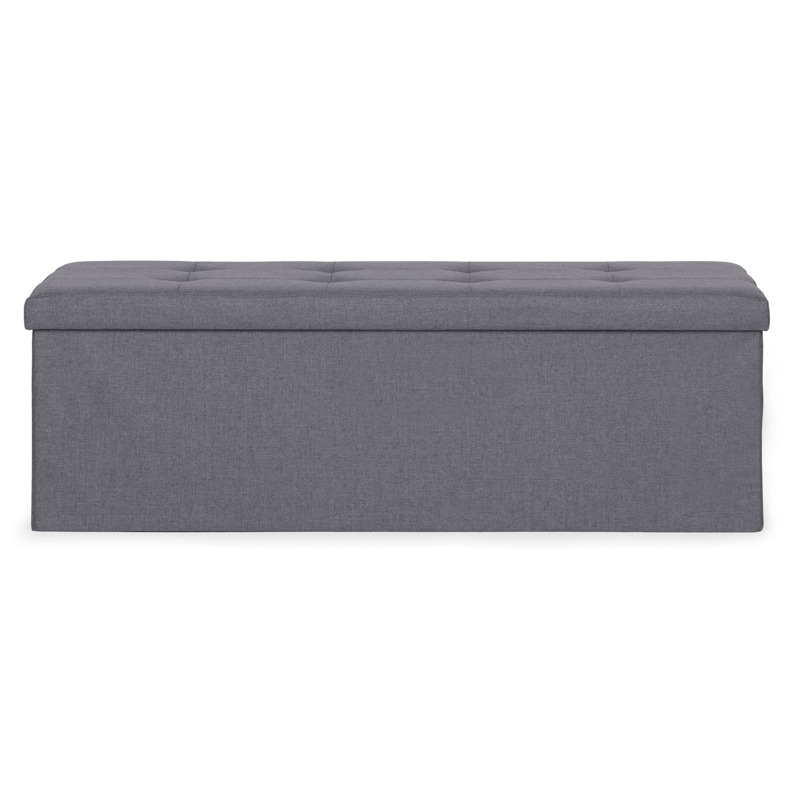 Pufa pikowana 111x38 cm ze schowkiem tapicerowana ława skrzynia ciemnoszara ModernHome