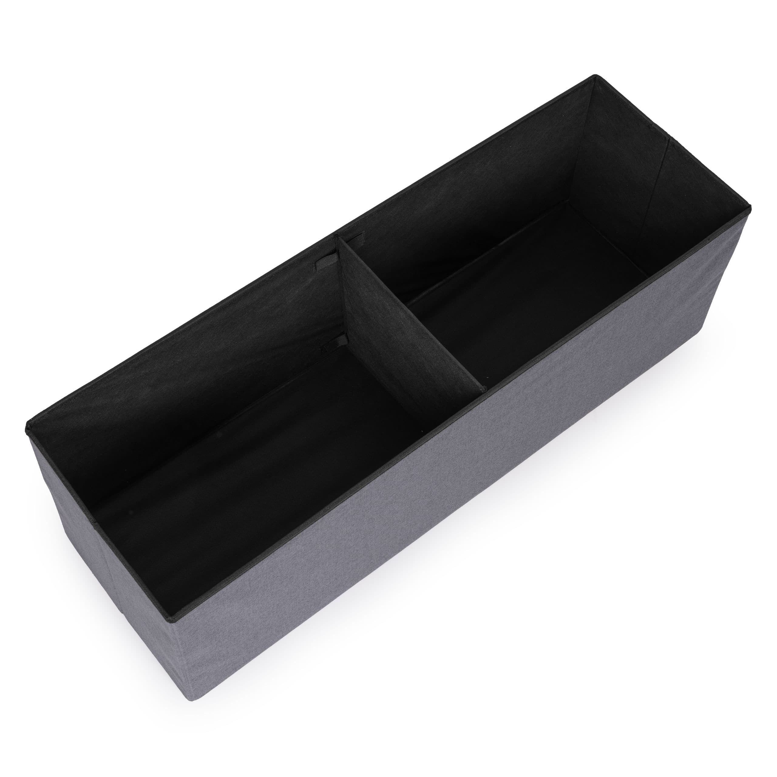 Pufa pikowana 111x38 cm ze schowkiem tapicerowana ława skrzynia ciemnoszara ModernHome