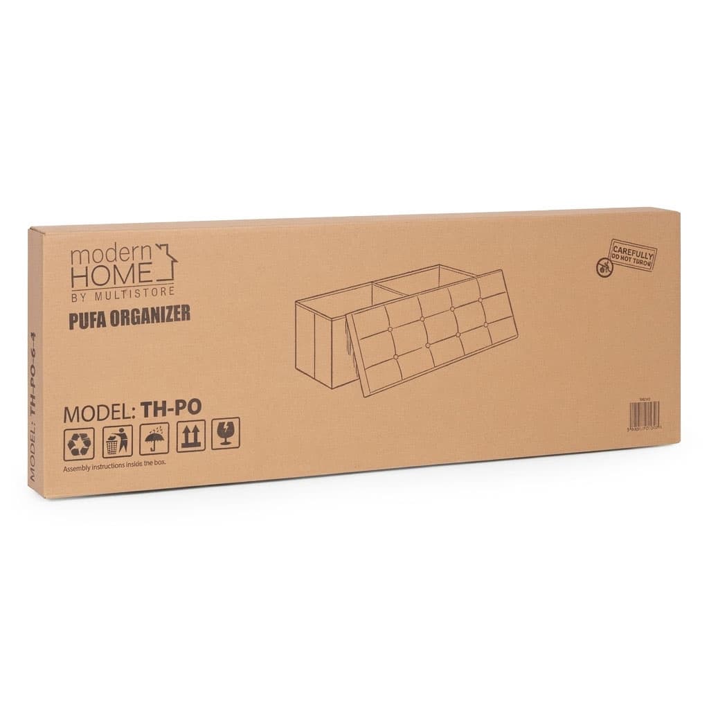 Pufa pikowana 111x38 cm ze schowkiem tapicerowana ława skrzynia ciemnoszara ModernHome