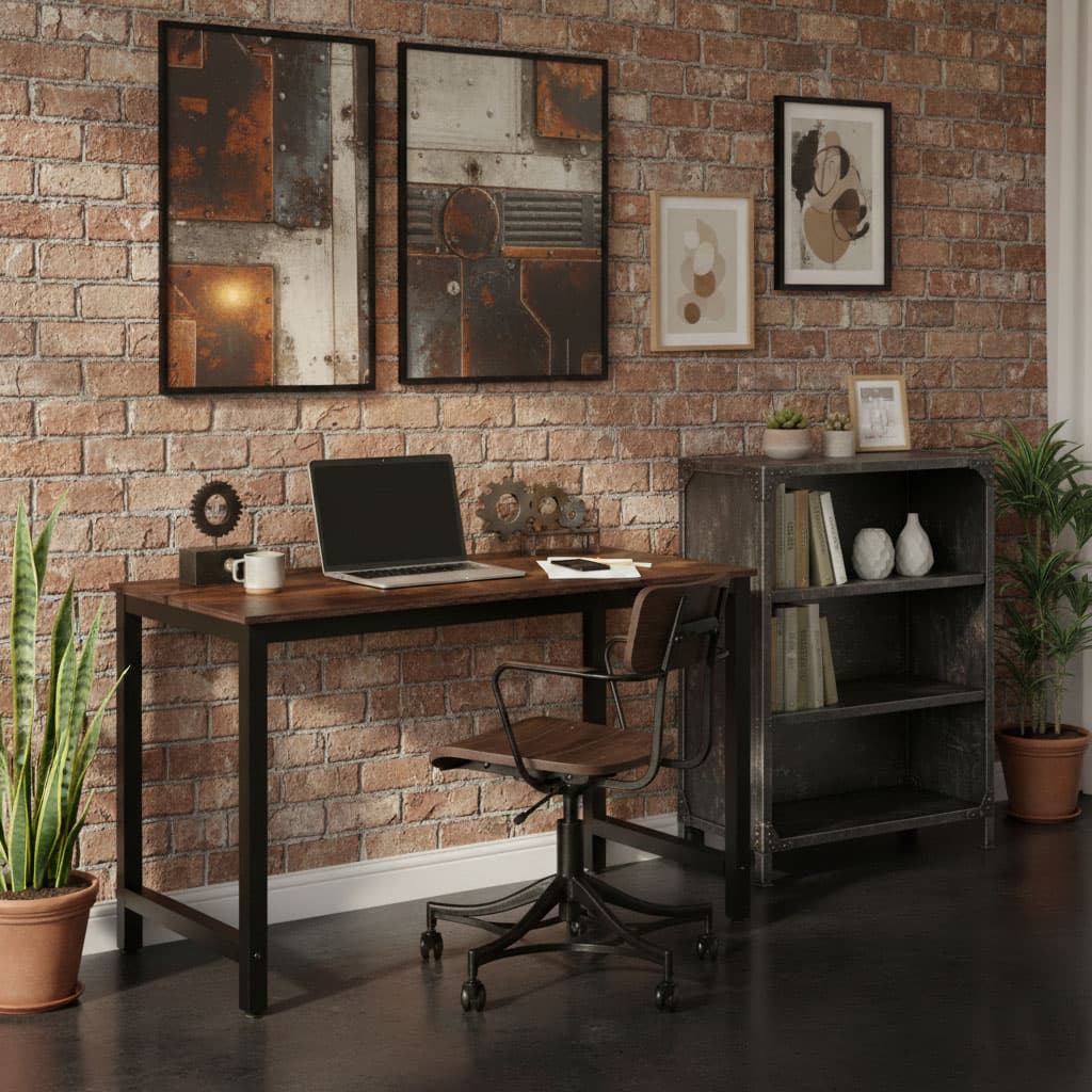 Biurko komputerowe szkolne stół 120x60 cm postarzany orzech ModernHome