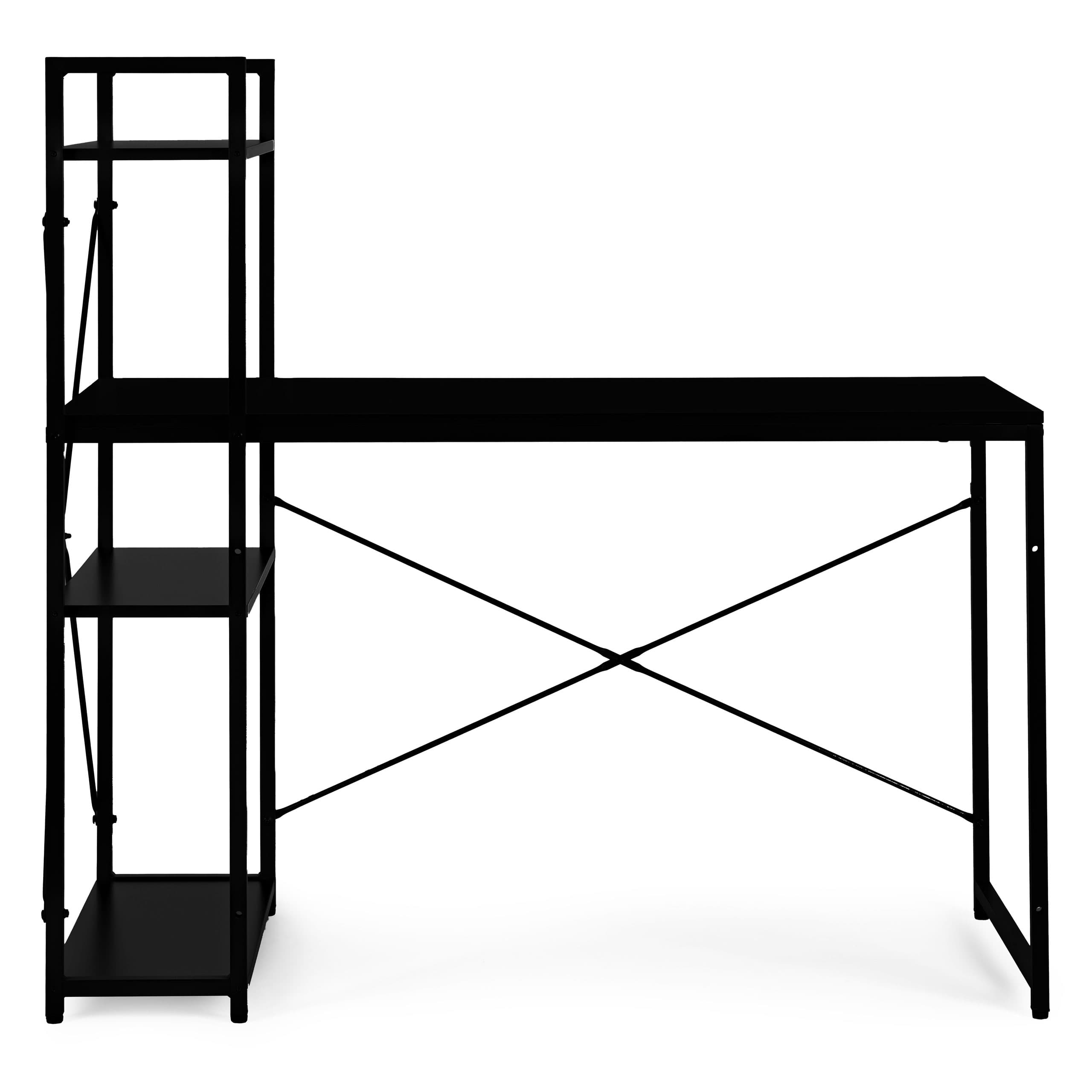 Biurko komputerowe szkolne 120x60 cm regał z 3 półkami czarne ModernHome