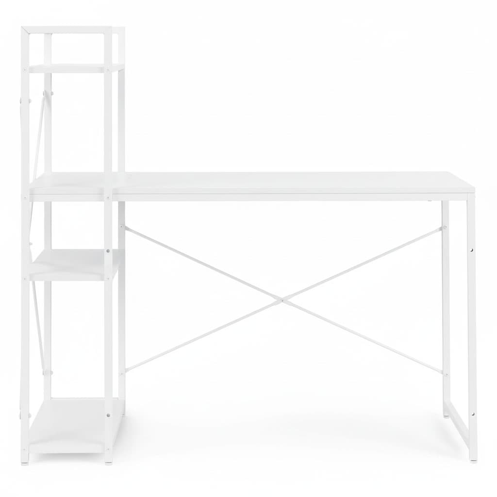 Biurko komputerowe szkolne 120x60 cm regał z 3 półkami białe ModernHome