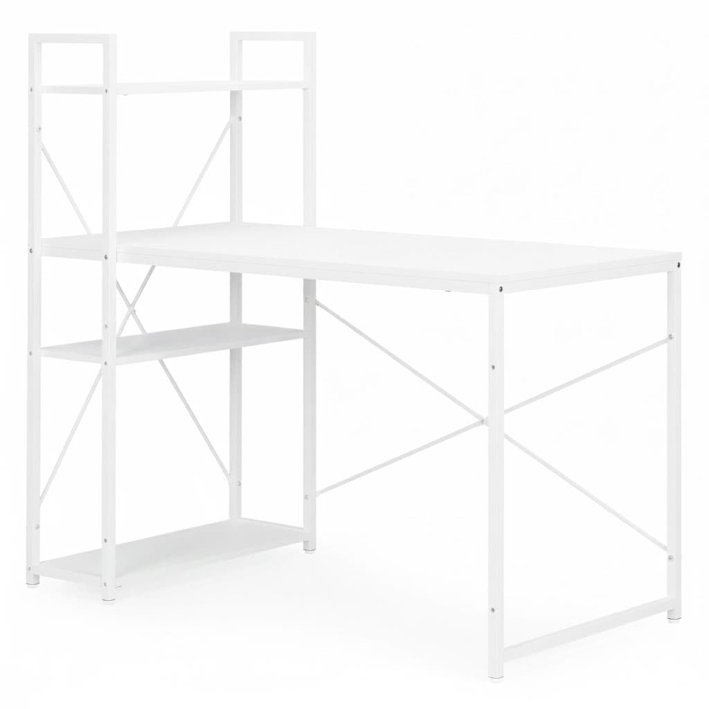 Biurko komputerowe szkolne 120x60 cm regał z 3 półkami białe ModernHome