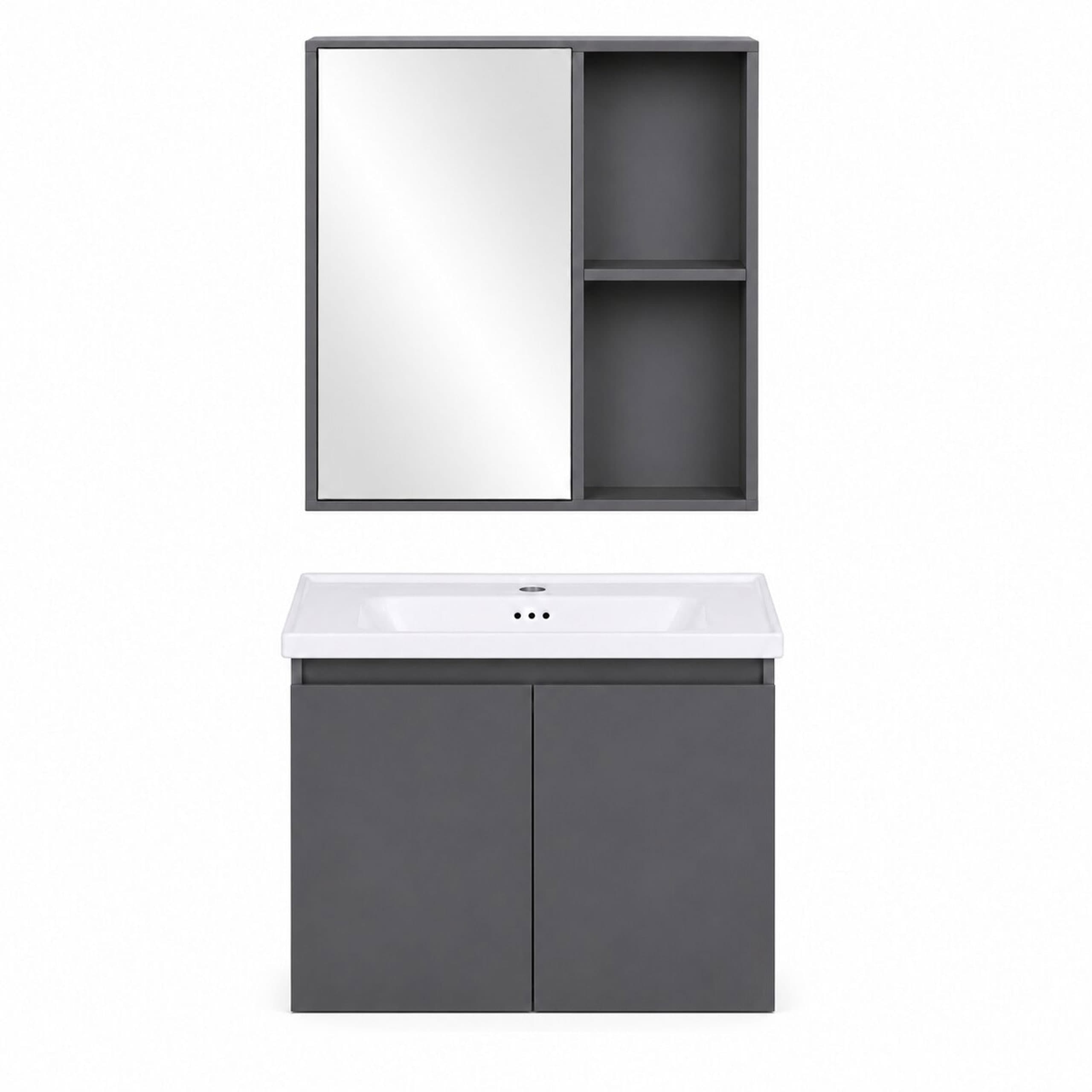 Szafka łazienkowa wisząca z umywalką + lustro zestaw mebli ModernHome